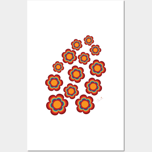 70s Colors Big Sacred Flower Seamless Repeat Pattern Print Posters and Art